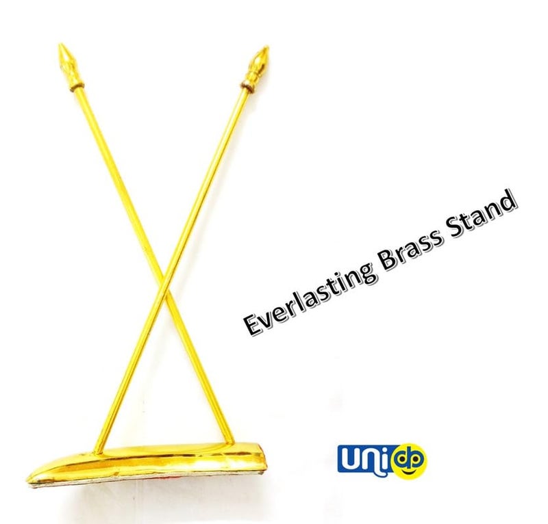 Uniq RUSSIA & INDIA Flags - Shining & Bright Cotton Cloth with Criss-Cross Classy Brass Base Table Stand - Image 3