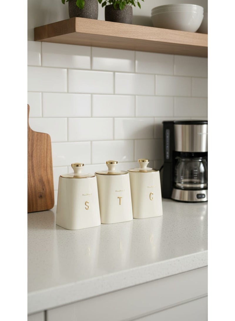 ماركة غير محددة طقم برطمانات علب تخزين السكر والشاي والقهوة - Image 1