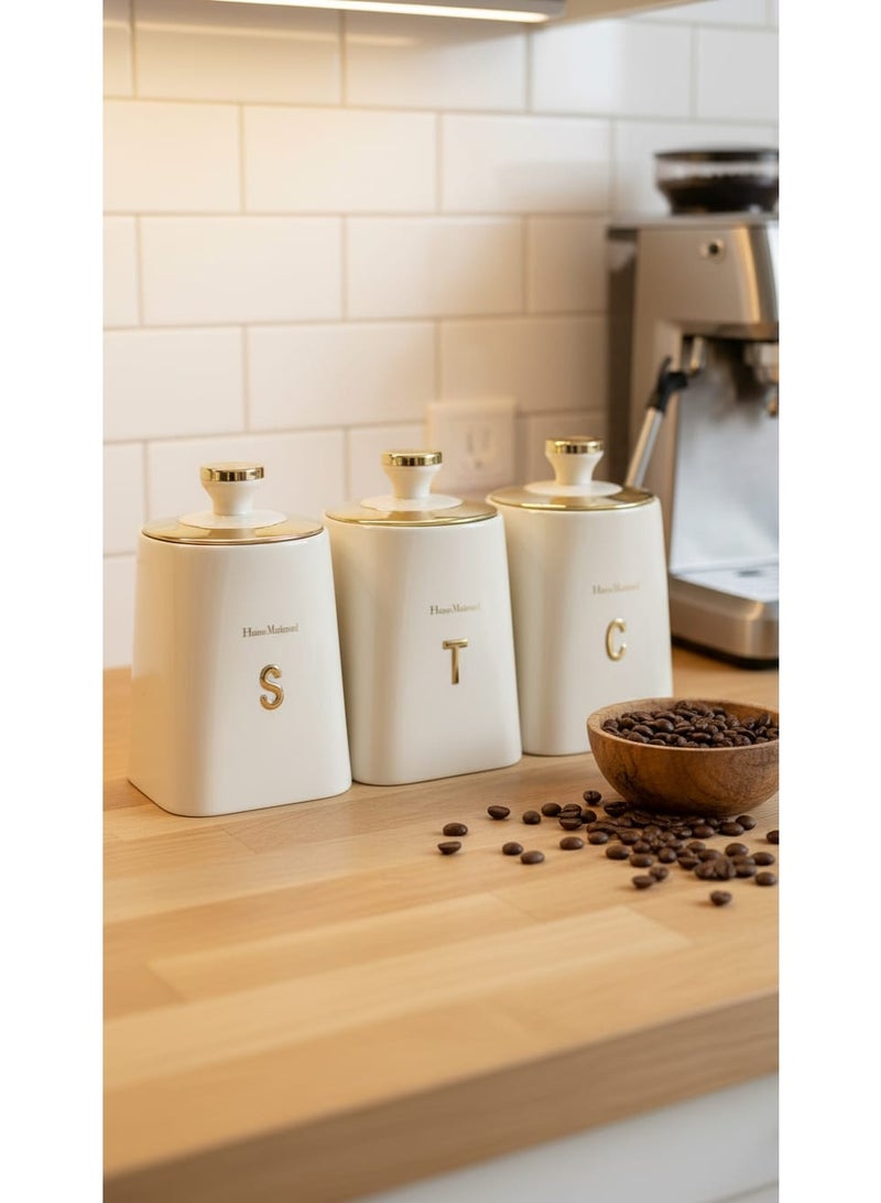 ماركة غير محددة طقم برطمانات علب تخزين السكر والشاي والقهوة - Image 5