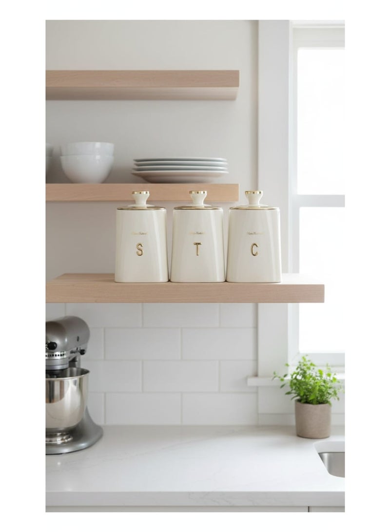 ماركة غير محددة طقم برطمانات علب تخزين السكر والشاي والقهوة - Image 2