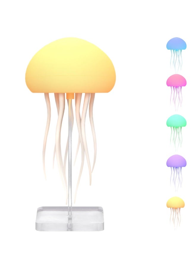 مصباح ليلي LED على شكل قنديل بحر عائم مع تدرج ألوان RGB وتحكم صوتي ومستشعر لمس - Image 1