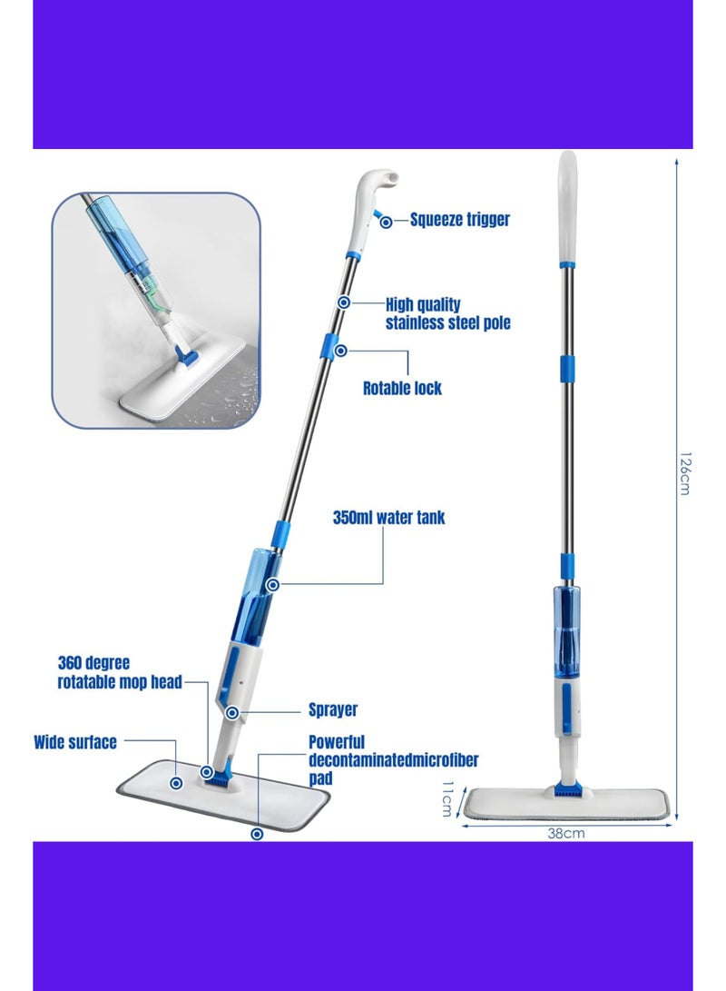 Royalbuckle Spray Mop with Refillable Water Tank  360° Rotating Microfiber Pads, Easy Spray Trigger, Lightweight Floor Cleaner for Home, Tiles, Wood & Laminate – Includes 3 Reusable Pads - Image 3