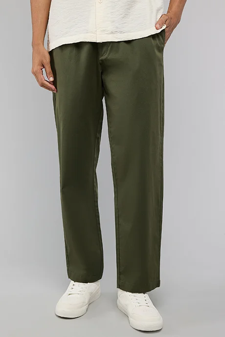 R&B Solid Loose Fit Pants with Elastic Waist