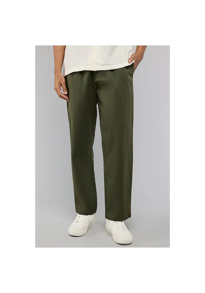 Solid Loose Fit Pants with Elastic Waist
