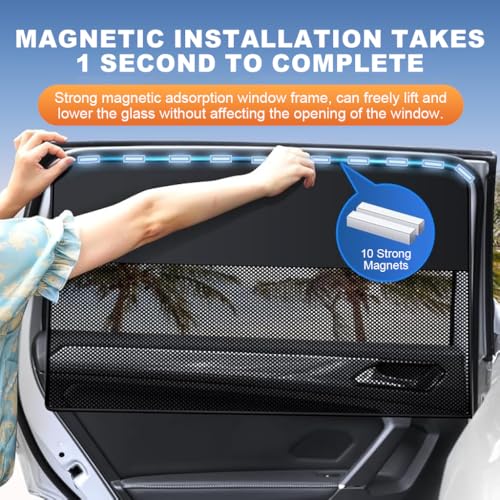 STHIRA® Magnetic Car Sun Shades for Side Windows, 4 Pack, UV Protection Blackout Half-Mesh, Easy Install & Detach, Universal Fit, Car Window Privacy Shield for Front & Rear Windows - Image 4