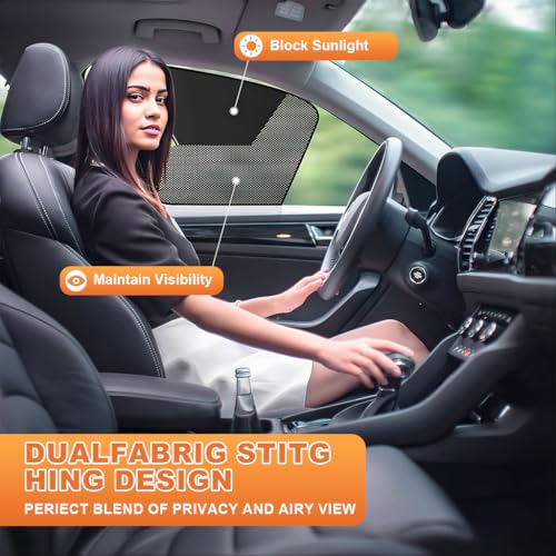 STHIRA® Magnetic Car Sun Shades for Side Windows, 4 Pack, UV Protection Blackout Half-Mesh, Easy Install & Detach, Universal Fit, Car Window Privacy Shield for Front & Rear Windows - Image 3