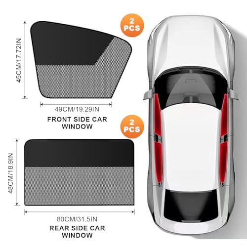 STHIRA® Magnetic Car Sun Shades for Side Windows, 4 Pack, UV Protection Blackout Half-Mesh, Easy Install & Detach, Universal Fit, Car Window Privacy Shield for Front & Rear Windows - Image 2