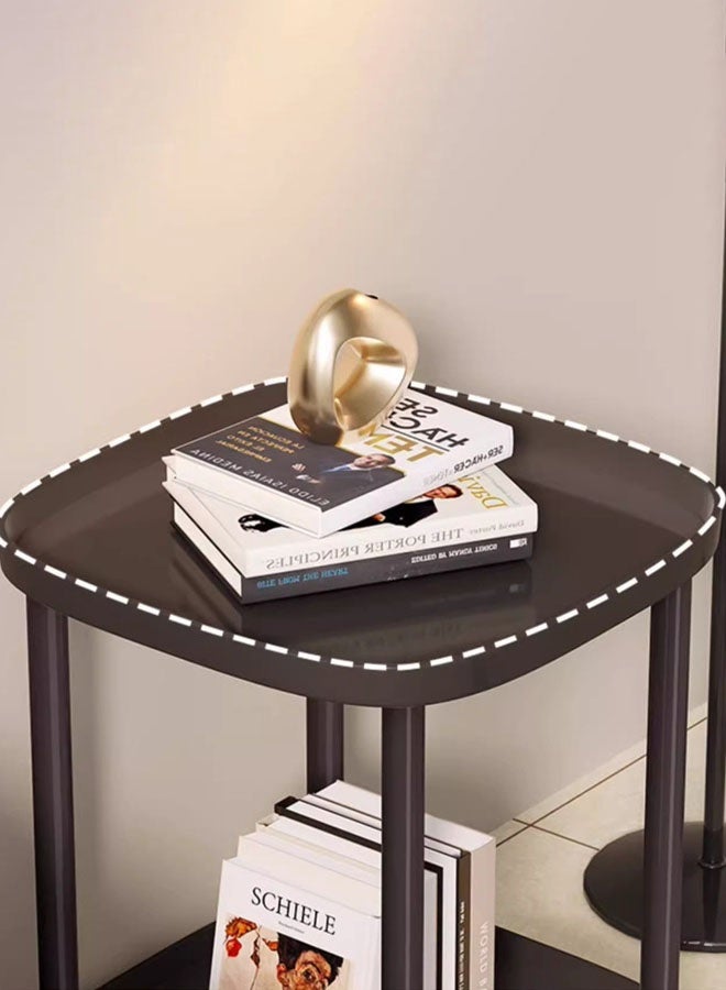 Hanayo Side Table Movable Service Side Table with Plastic Table Top and Sturdy Metal Frame Service Table Small Coffee Bed Couch End Table Bedside Table for Living Room and Bedroom(Black) - Image 4