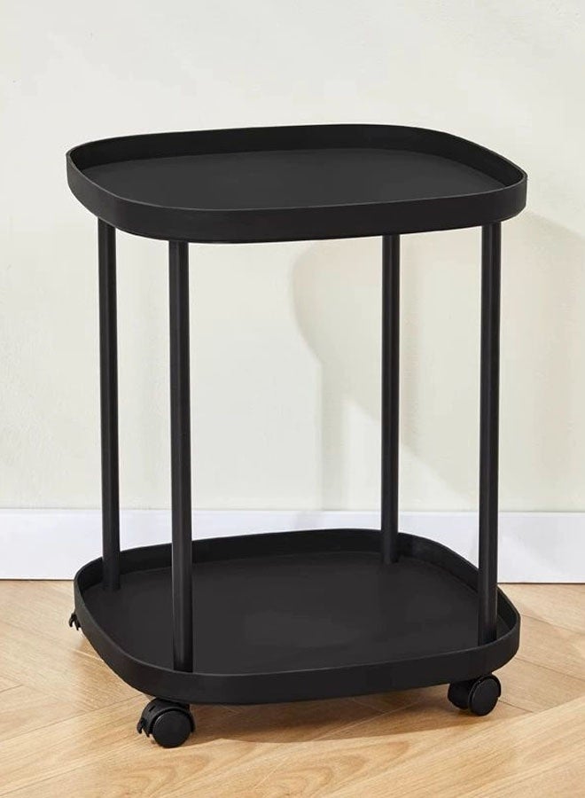 Hanayo Side Table Movable Service Side Table with Plastic Table Top and Sturdy Metal Frame Service Table Small Coffee Bed Couch End Table Bedside Table for Living Room and Bedroom(Black) - Image 5