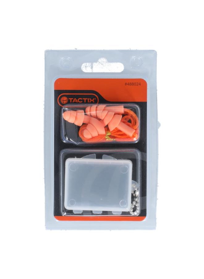 Tactix 4-Piece Corded Earplugs with Storage Box Orange and Clear 488024  - Image 1