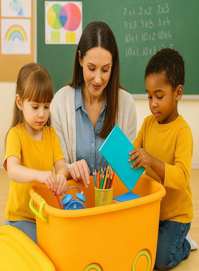 HOLLIO 25 Liters/Toy Storage Box Large Size/Toy Storage Organiser/Toy Basket Storage Box for Kids Big Size Storage Container Box Stackable/Wheels/Locking Lid & Handle (PACK OF 4) - Image 4