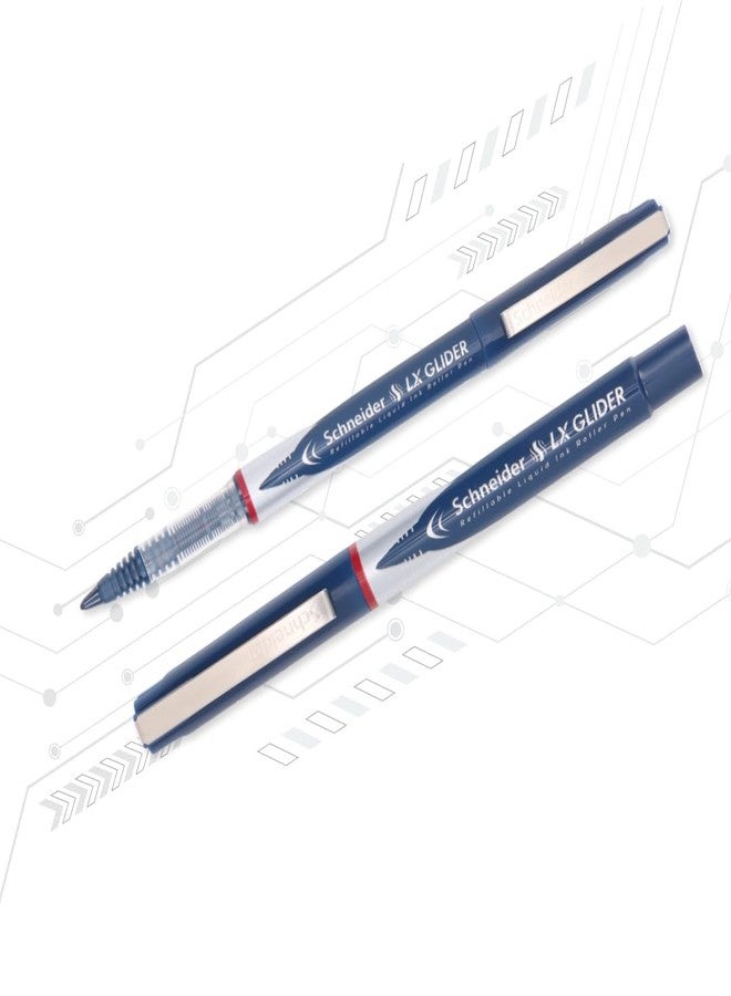Luxor Schneider, LX-Glider Pens, Pack of 3, Ink- (Blue, Black, Red), Hybrid Tip, Refillable, Liquid Ink Roller Pen, Stylish Companion for Professional Work - Image 2