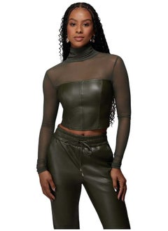 Mock Neck Mesh Combo Vegan Leather Top - pzsku/Z06D1BC28CDA0F7D5AF25Z/45/_/1728823635/f3a789d3-8347-4a02-80cf-16698ee3af3e