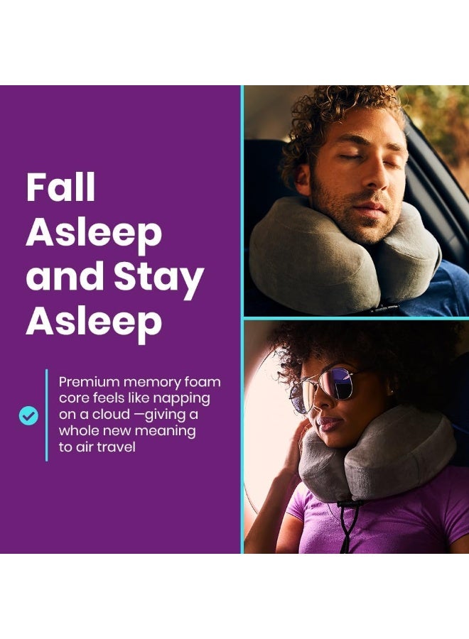 Cabeau وسادة كابو عنق للسفر بالطائرة - إيفولوشن كلاسيك - تصميم على شكل حرف U من فوم الذاكرة - داعمة للنوم مع مشبك دعم قابل للتعديل (رمادي غرافيت) - Image 4