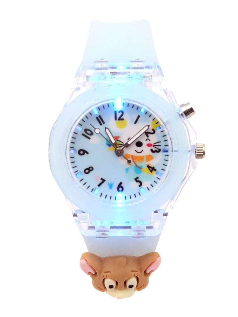 SPIKY Analog Watch For Kids (Blue) | 3D Monkey Cartoon | 7 Multicolor LED Luminous Disco Lights with Silicone Strap | Unisex Best Birthday Gift | Analogue Wrist Watches For Boys & Girls | Age 3-10 Yrs - Image 1