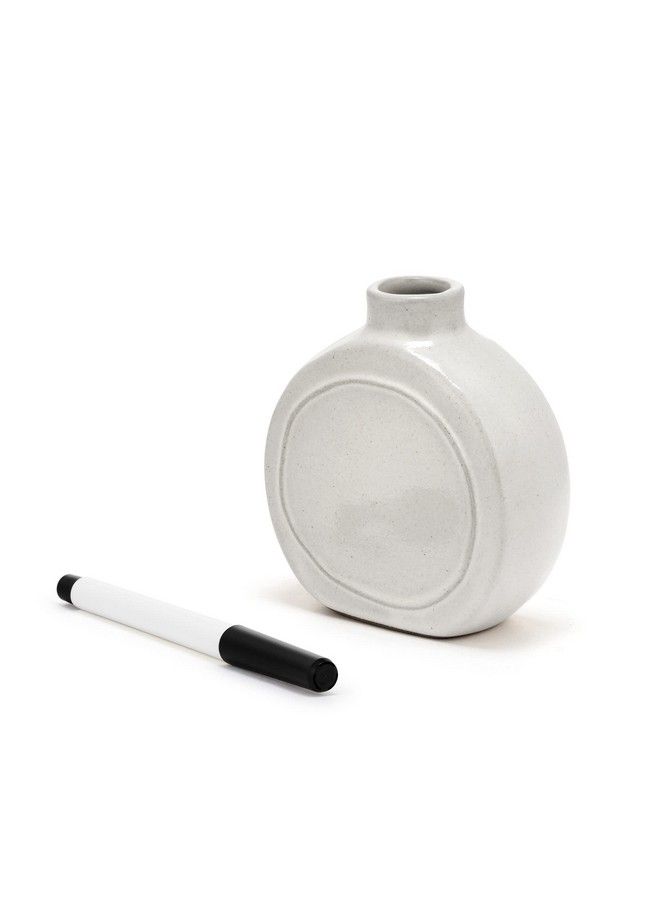 DEMDACO Write On Classic White Round 3.5 X 6 Stoneware Small Dry Erase Vase With Marker - Image 3