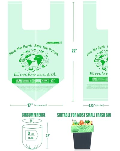 BEIDOU-PAC BEIDOUPAC 100 Compostable Trash Bags 3 Gallon Compost Bags Small Kitchen Trash Bags with Handle 100 Count Sturdy Biodegradable Garbage Bags Food Scrap Waste Bags ASTM D6400 US BPI Certified - Image 5