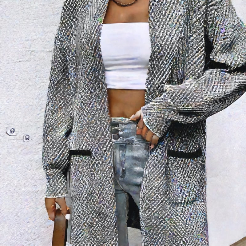 Women's Long Sleeve Knit Cardigan Sweater with Pockets Casual Loose Fit - Image 2
