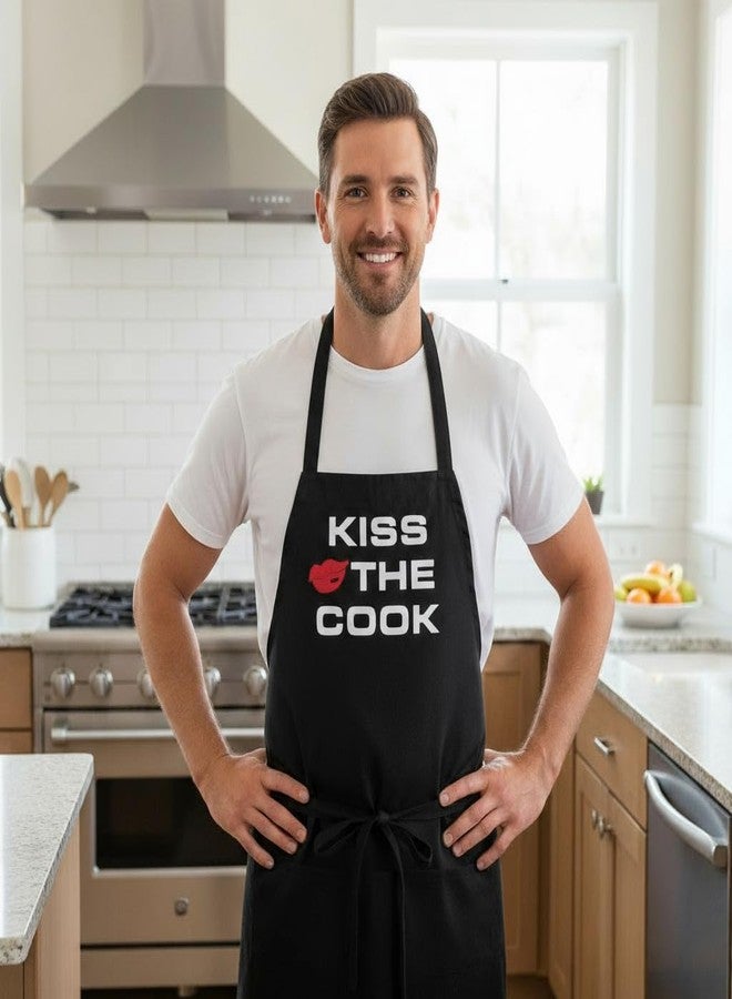 CoolAprons Black Kiss The Cook Chef Apron, Funny BBQ Grilling Apron, Gift for Chefs, Cooks & Grill Masters - Image 2
