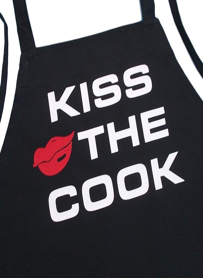 CoolAprons Black Kiss The Cook Chef Apron, Funny BBQ Grilling Apron, Gift for Chefs, Cooks & Grill Masters - Image 1