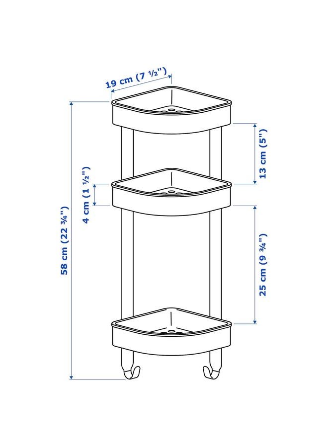 Zaboon Corner Wall Shelf Unit, Stainless Steel, 19X58 Cm - Image 4