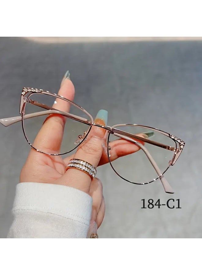 SCENT HOUSE Retro metal anti-blue light glasses frame fashionable personality men and women cat eye flat glasses (Includes eyeglass case)
,blue lighe blocking glasses,eyeglasses - Image 5