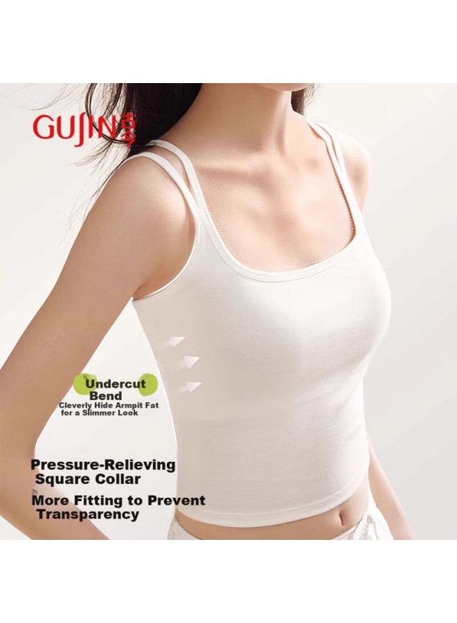 Gujin Spring/summer U-shaped Camisole With Chest Pad, Integrated Beauty Back Underwear, Can Be Worn As Outerwear, White, Size L - Image 2