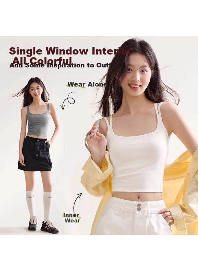 Gujin Spring/summer U-shaped Camisole With Chest Pad, Integrated Beauty Back Underwear, Can Be Worn As Outerwear, White, Size L - Image 4