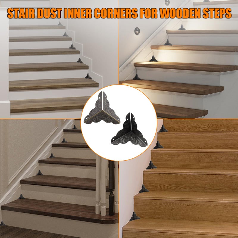 Olldag 36 PCS Stair Dust Inner Corners for Wooden Steps, 25mm Antique Decorative Corner for Jewelry Box, Vintage Edge Guard with Screws (Bronze) - Image 3
