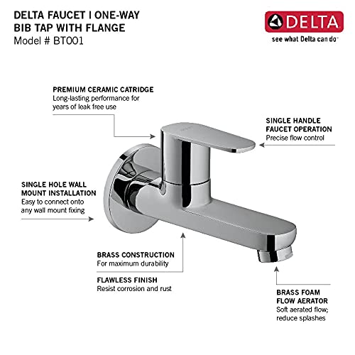 DELTA FAUCET |1-Way Bib Tap with Wall Flange| Polished Chrome |BT001 - Image 5