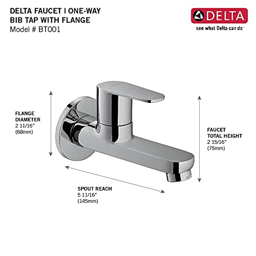 DELTA FAUCET |1-Way Bib Tap with Wall Flange| Polished Chrome |BT001 - Image 4