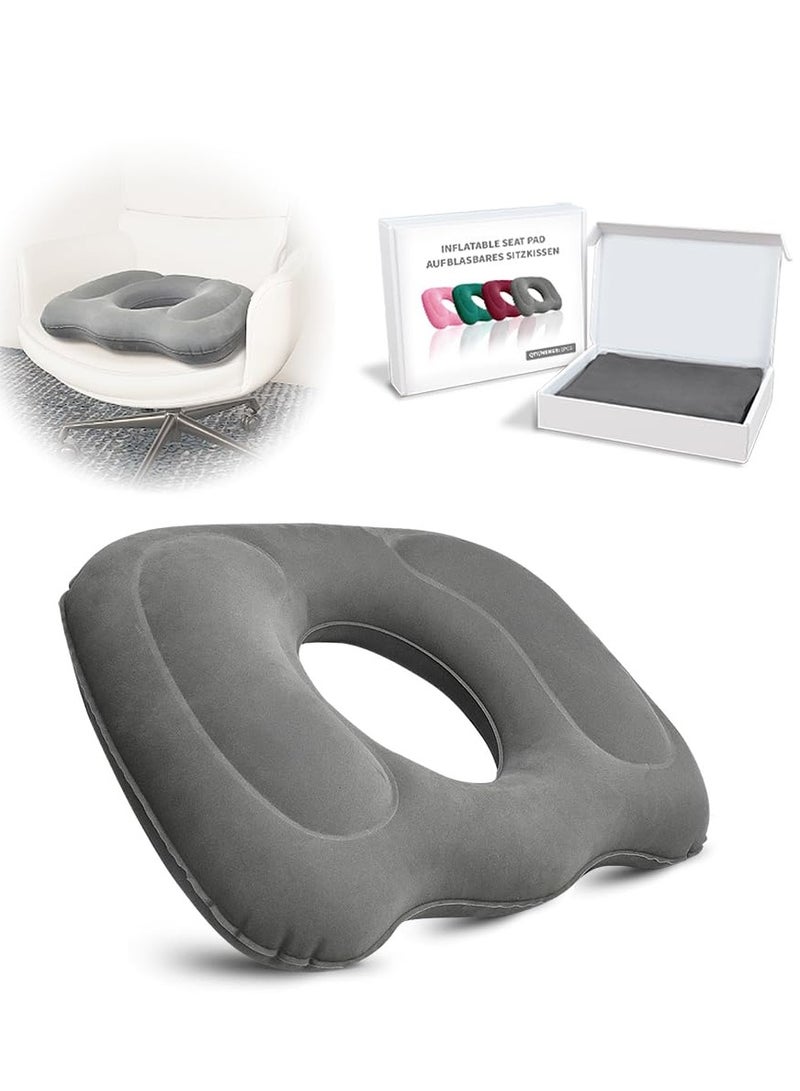 الرمادي قابل للنفخ الدونات وسادة 45 * 39 سم البواسير وسادة العظام الشركة مقعد وسادة لـ Tailbone البروستاتا Sciatica سرير القروح بعد تخفيف الألم الجراحي للمكتب المنزلي السيارة - Image 1