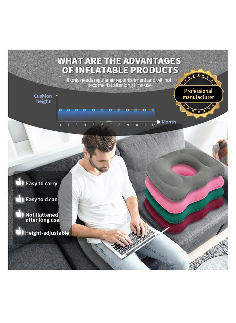 الرمادي قابل للنفخ الدونات وسادة 45 * 39 سم البواسير وسادة العظام الشركة مقعد وسادة لـ Tailbone البروستاتا Sciatica سرير القروح بعد تخفيف الألم الجراحي للمكتب المنزلي السيارة - Image 3