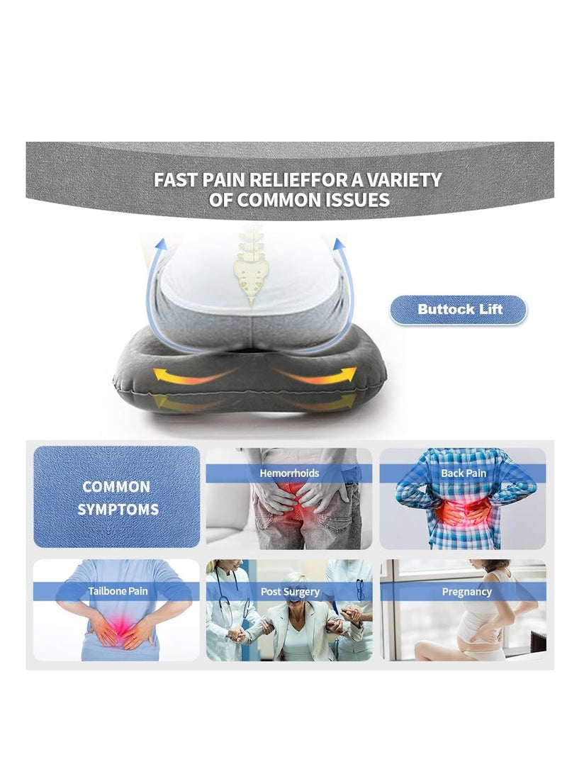 الرمادي قابل للنفخ الدونات وسادة 45 * 39 سم البواسير وسادة العظام الشركة مقعد وسادة لـ Tailbone البروستاتا Sciatica سرير القروح بعد تخفيف الألم الجراحي للمكتب المنزلي السيارة - Image 5