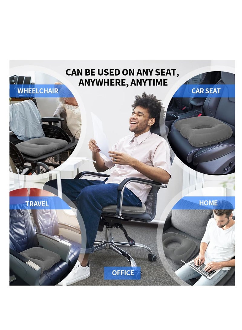 الرمادي قابل للنفخ الدونات وسادة 45 * 39 سم البواسير وسادة العظام الشركة مقعد وسادة لـ Tailbone البروستاتا Sciatica سرير القروح بعد تخفيف الألم الجراحي للمكتب المنزلي السيارة - Image 2