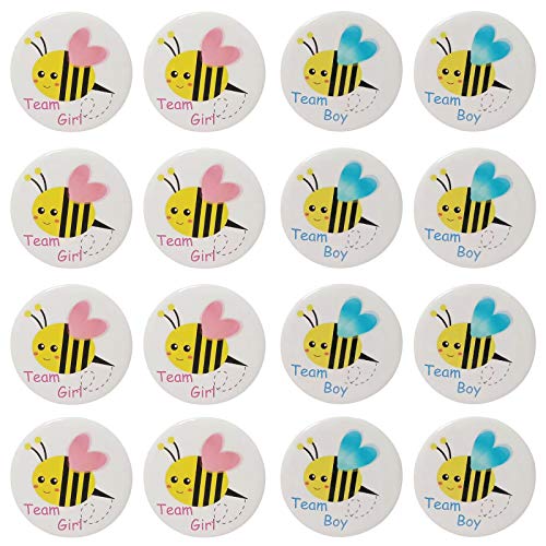 Mirabuy 40 Pack Bee Gender Reveal Button Pins Team Boy Girl Button Pins for Gender Reveal Party Games Baby Shower Party Ideas - Image 1