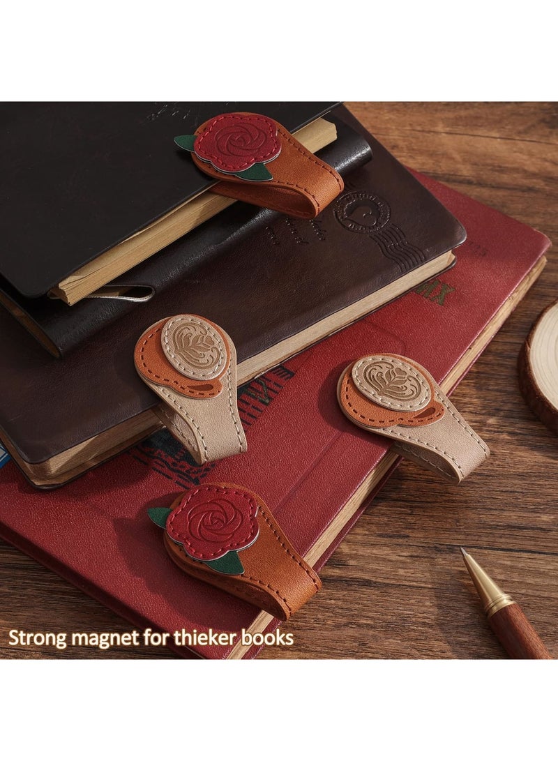 Luckam 2Pcs Magnetic Leather Bookmark, PU Leather Magnetic Page Holders with Elegant Design, Secure Clip-Free Book Accessories for Women, Men, Readers, Students, and Book Lovers (Brown) - Image 2