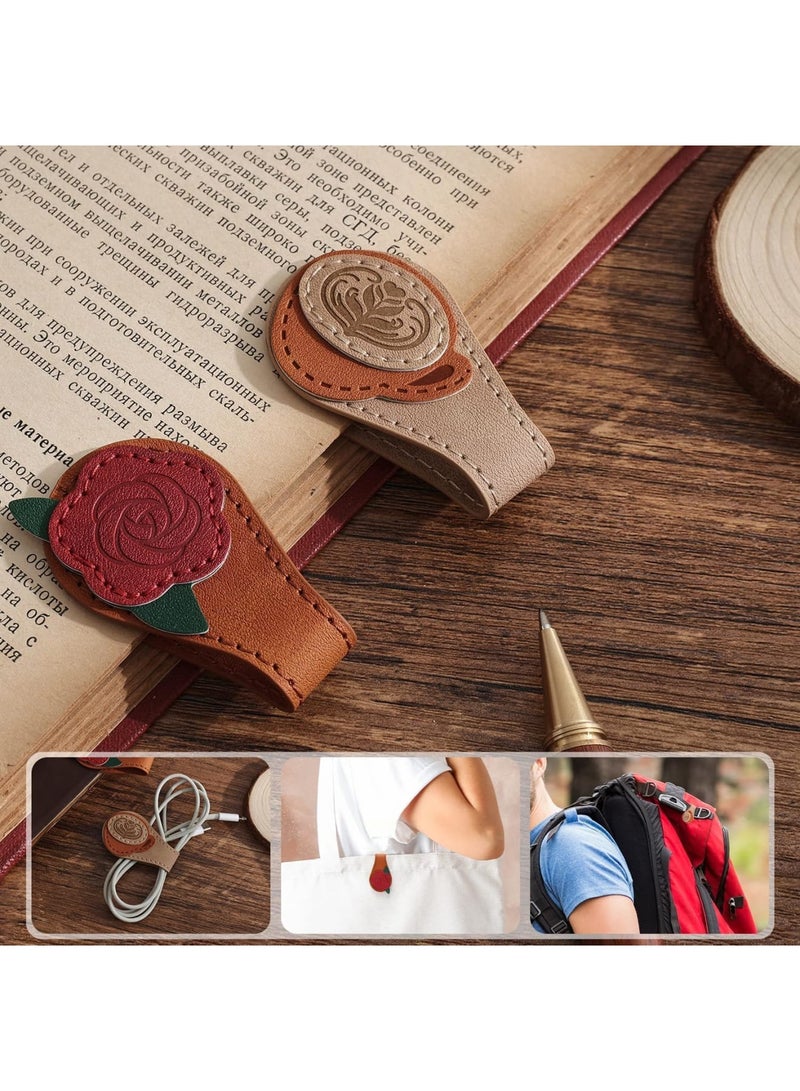 Luckam 2Pcs Magnetic Leather Bookmark, PU Leather Magnetic Page Holders with Elegant Design, Secure Clip-Free Book Accessories for Women, Men, Readers, Students, and Book Lovers (Brown) - Image 3