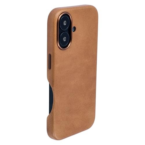 Dockem Genuine Leather Case V2 for iPhone 16 with Full Camera Control Cutout, Compatible with MagSafe (MSGL, Light Brown) - Image 4