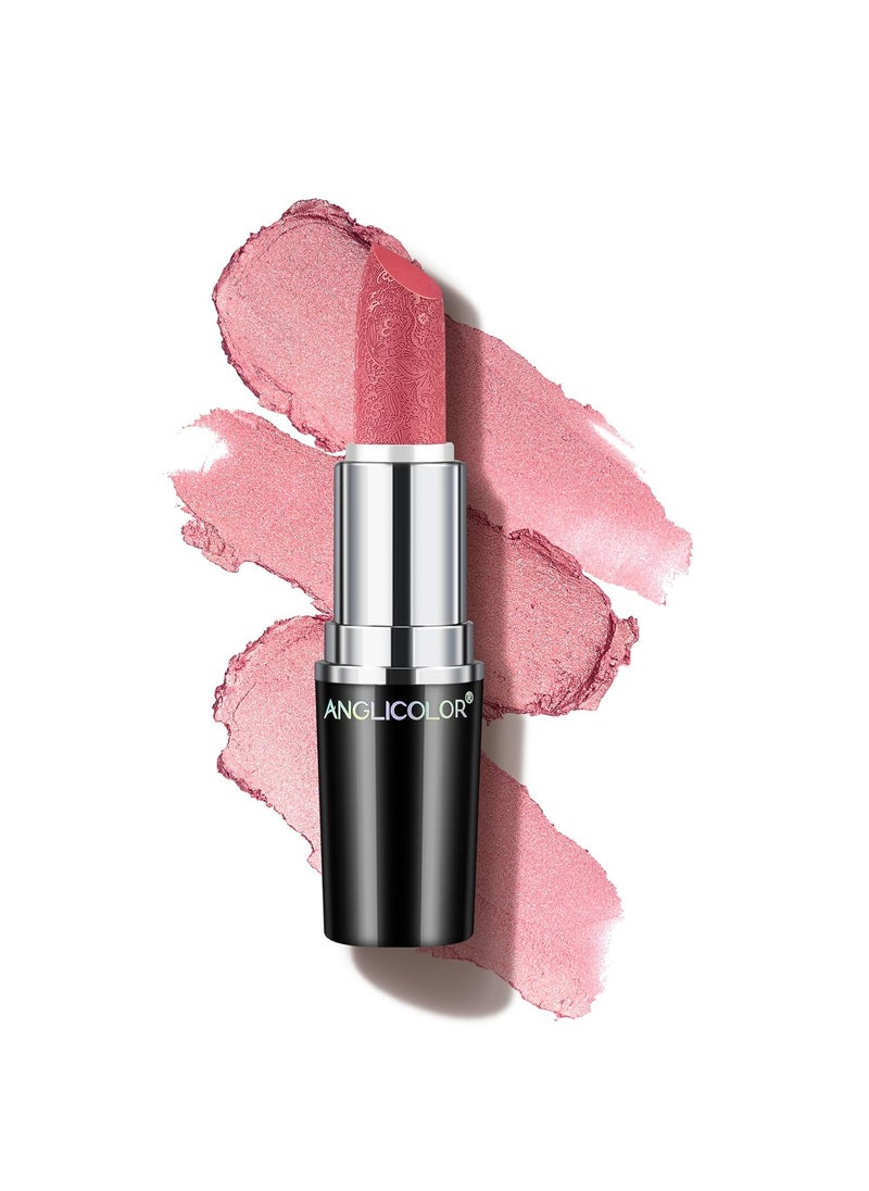 Anglicolor Glitter Pink Lipstick,High Impact Lipcolor,Lightweight Hydrating Formula,Metallic Lipstick For Women For Vegan & Cruelty-Free,Full-Coverage Lip Color (13 BABY ANGEL, 4g) 