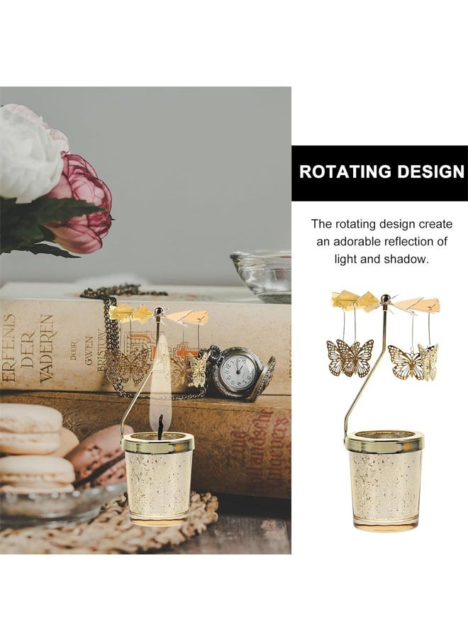 Arabest Spinning Candle Holder, Gold Tea Light Holder, Butterfly Rotating Design, for Wedding, Anniversary, Birthday Party, Home Table Decorations  - Image 2