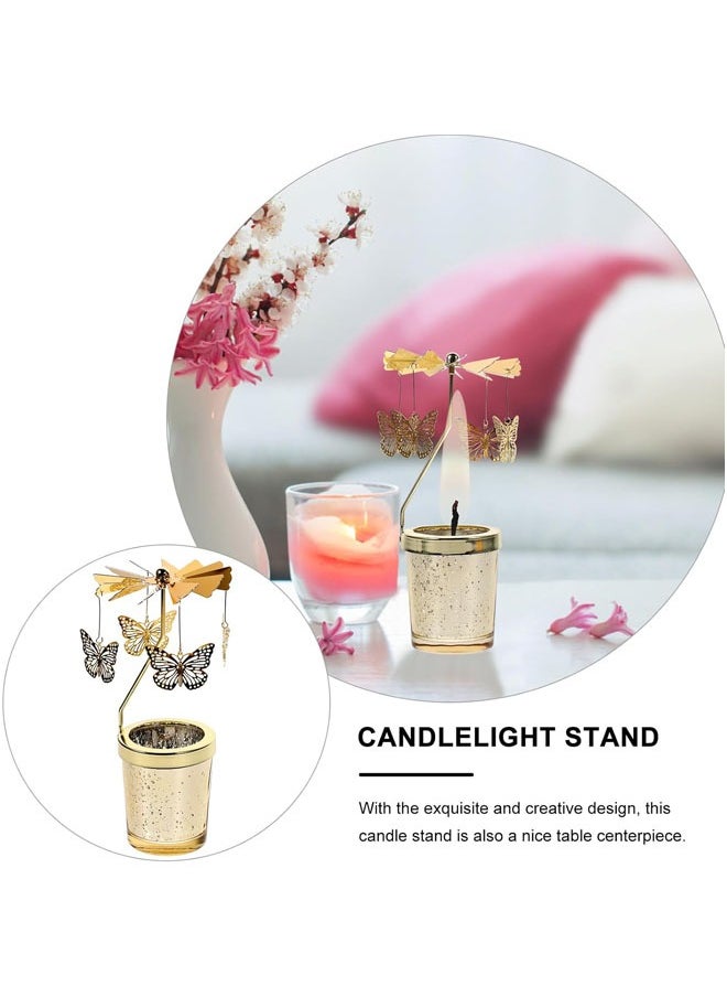 Arabest Spinning Candle Holder, Gold Tea Light Holder, Butterfly Rotating Design, for Wedding, Anniversary, Birthday Party, Home Table Decorations  - Image 3