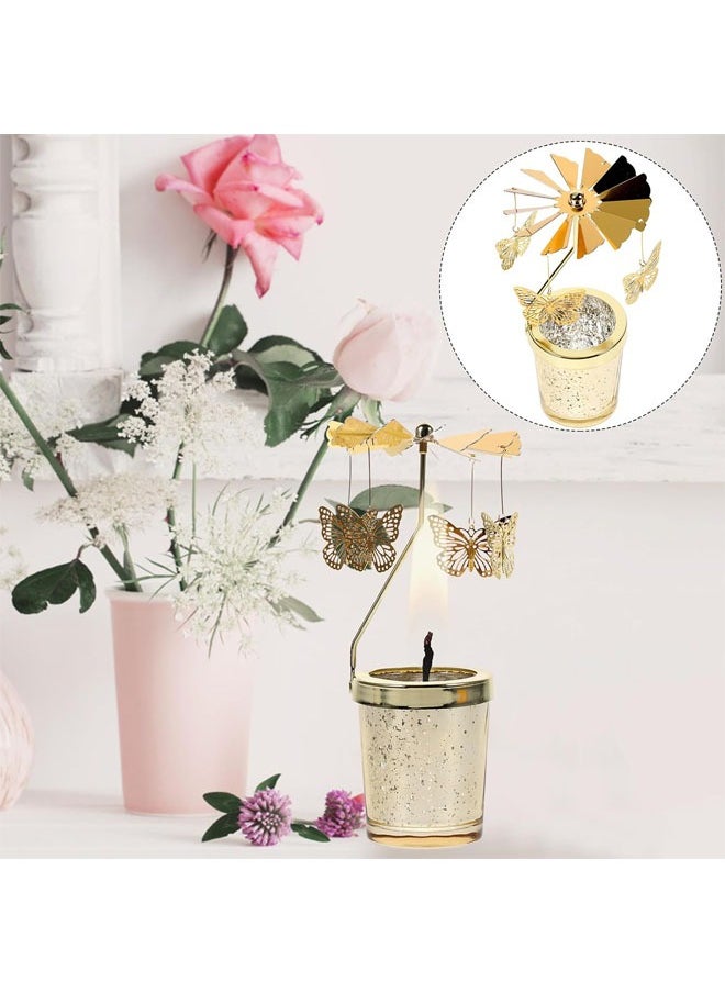 Arabest Spinning Candle Holder, Gold Tea Light Holder, Butterfly Rotating Design, for Wedding, Anniversary, Birthday Party, Home Table Decorations  - Image 5