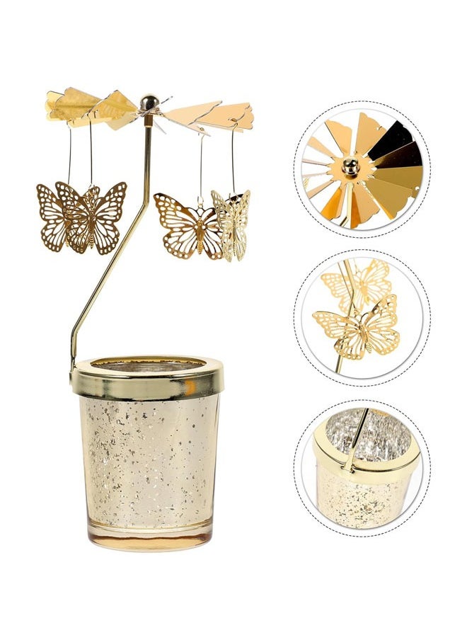 Arabest Spinning Candle Holder, Gold Tea Light Holder, Butterfly Rotating Design, for Wedding, Anniversary, Birthday Party, Home Table Decorations  - Image 4