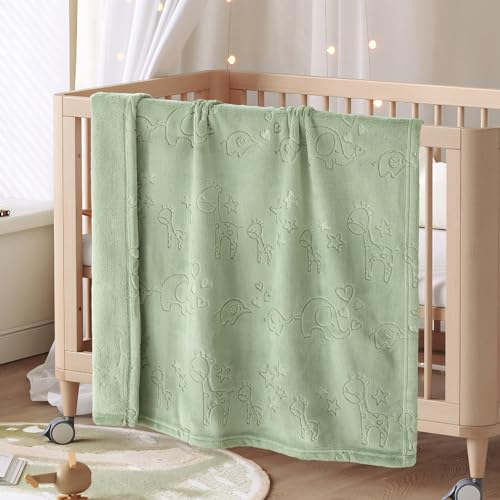 BORITAR Baby Blanket Elephant Animal for Boys Girls Ultra Soft Fleece Warm and Lightweight Blankets for Infant Toddler Newborn, 30x40 Inch, Green - Image 5