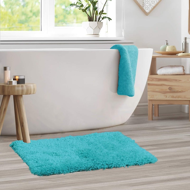 Clara Clark Bathroom Rugs, Ultra Soft Plush Shaggy Bath Rugs, Bath Mats for Bathroom, Machine Wash, Non Slip Backing Rubber, 20 x 32 Inches, Teal - Image 2