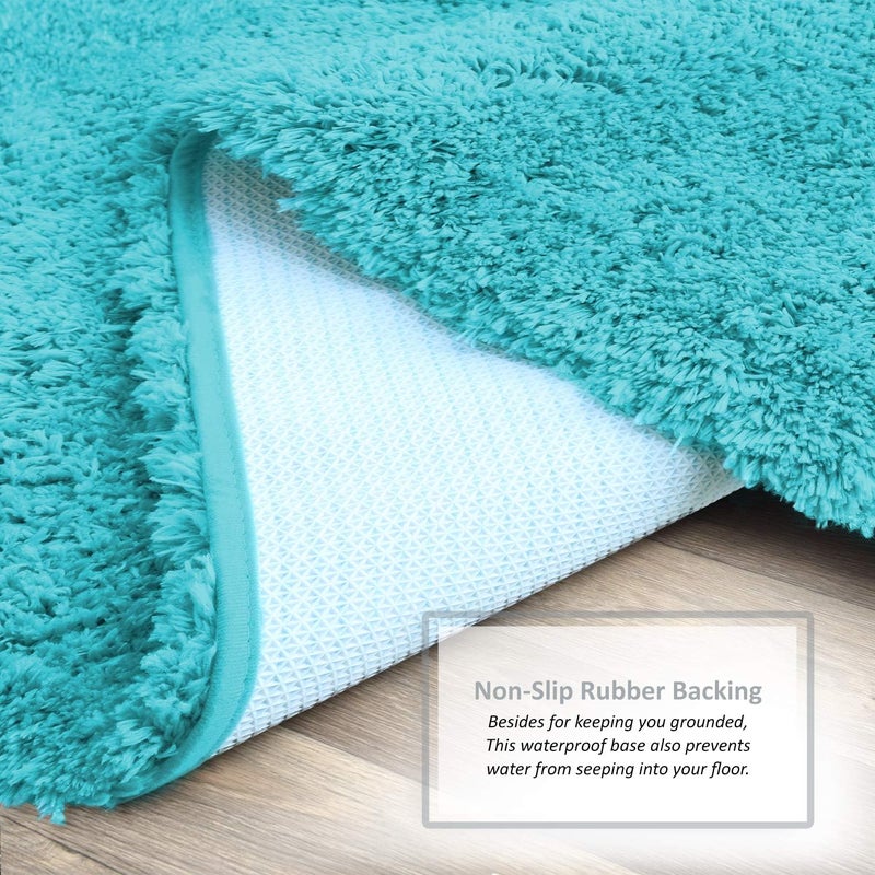 Clara Clark Bathroom Rugs, Ultra Soft Plush Shaggy Bath Rugs, Bath Mats for Bathroom, Machine Wash, Non Slip Backing Rubber, 20 x 32 Inches, Teal - Image 5