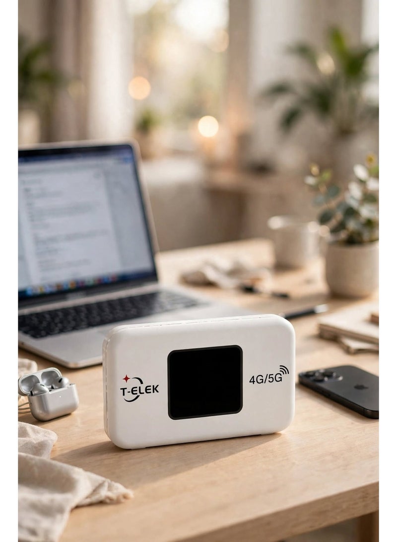 T-ELEK TM9 WiFi 6 5G LTE Wireless Modem WiFi Pro, 300Mbps Portable WiFi Router, 3000mAh Rechargeable Battery, LCD Display, Type-C Charging, 4G/5G Mobile Hotspot for Travel & Home white - Image 4