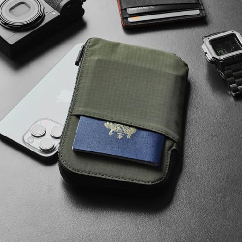 ALPAKA Zip Travel Wallet Green Axoflux 210D - RFID Passport Holder - Self Locking Zipper - Tear Resistant Material - Four Pockets and Two Card Slots - HUB Accessories Compatible - Image 2