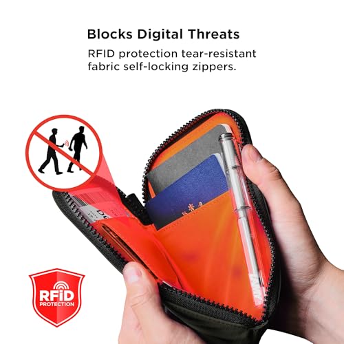 ALPAKA Zip Travel Wallet Green Axoflux 210D - RFID Passport Holder - Self Locking Zipper - Tear Resistant Material - Four Pockets and Two Card Slots - HUB Accessories Compatible - Image 5